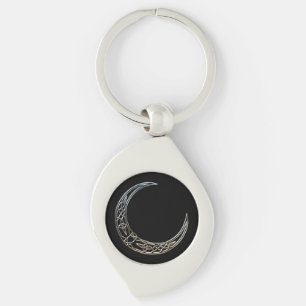 Silver And Black Celtic Crescent Moon Key Ring