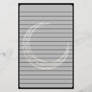 Silver And Black Celtic Crescent Moon Stationery