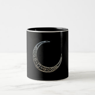 Silver And Black Celtic Crescent Moon Two-Tone Coffee Mug