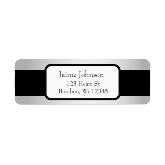 Silver and Black Classy Return Address Sticker Return Address Label