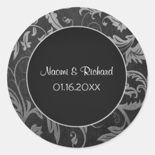 Silver and Black Damask Wedding Seal - Customise