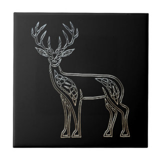 Silver And Black Deer Celtic Style Knot Tile
