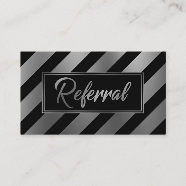 Silver and Black Diagonal Striped Referral Cards (Front)
