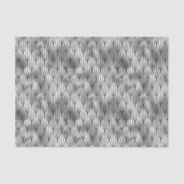 Silver and Black Diamond Art Deco Pattern Tissue Paper (Front)