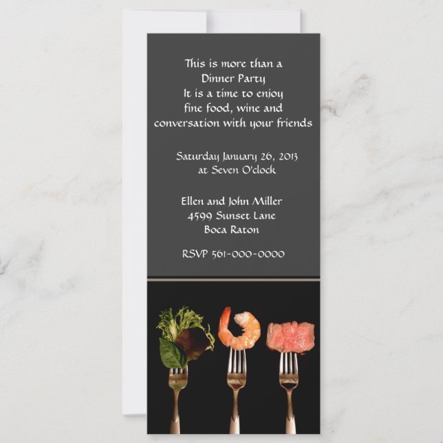 Silver and Black Dinner Party Invitation (Front)