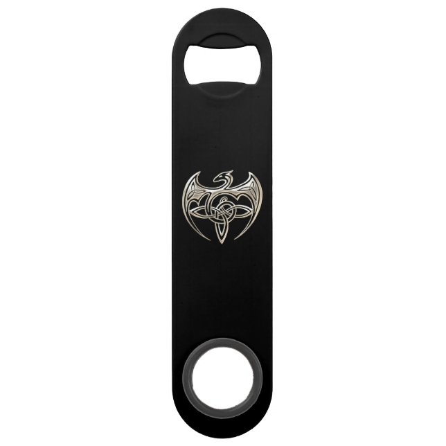 Silver And Black Dragon Trine Celtic Knots Art (Front)