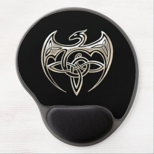 Silver And Black Dragon Trine Celtic Knots Art Gel Mouse Mat