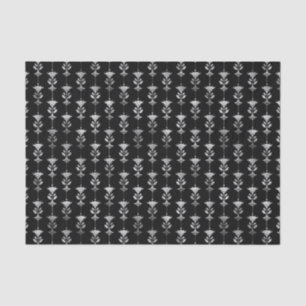 Silver and Black Floral Art Deco Pattern Tissue Paper