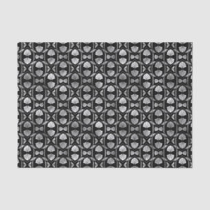 Silver and Black Floral Art Deco Pattern Tissue Paper