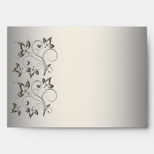 Silver and Black Floral Envelope for 5"x7" Sizes