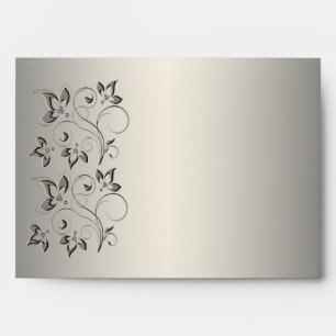 Silver and Black Floral Envelope for 5"x7" Sizes