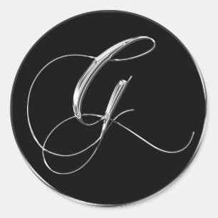 Silver And Black Formal Wedding Monogram G Seal