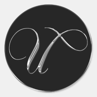 Silver And Black Formal Wedding Monogram U Seal