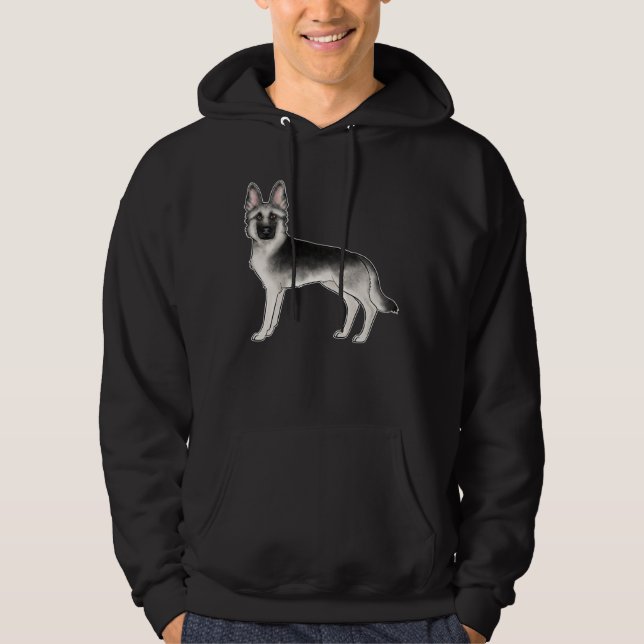 Silver And Black German Shepherd GSD Dog Design Hoodie (Front)