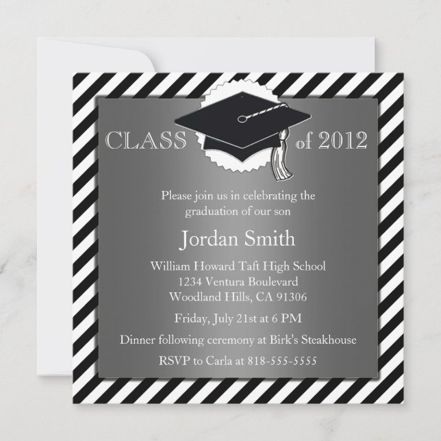 Silver and Black Graduation Announcement (Front)