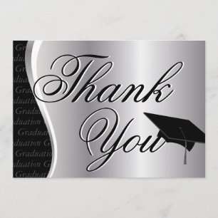 Silver and Black Graduation Thank You