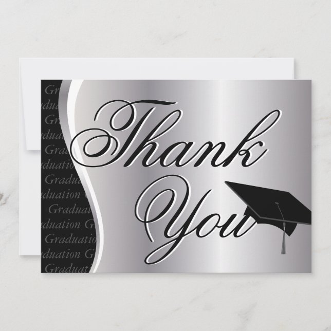 Silver and Black Graduation Thank You (Front)