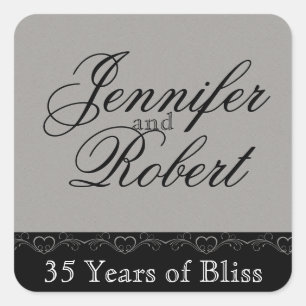 Silver and Black Heart Envelope Seal