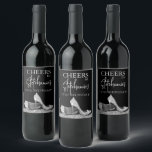 Silver and Black High Heel Shoes Cheers Custom Wine Label<br><div class="desc">Elegant and Chic Modern Silver and Black Personalised Birthday Wine Bottle Custom Labels with Faux Glitter Silver High Heel Stiletto Shoes and custom name calligraphy script cursive in black and white with "Cheers" to birthday name's any age birthday party celebration!</div>