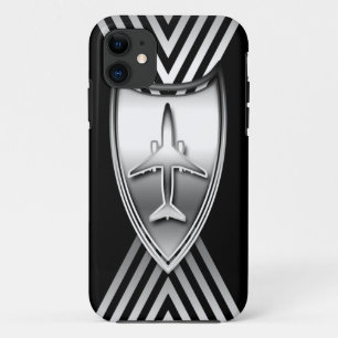 Silver and Black Jet Aeroplane Geometric iPhone 11 Case