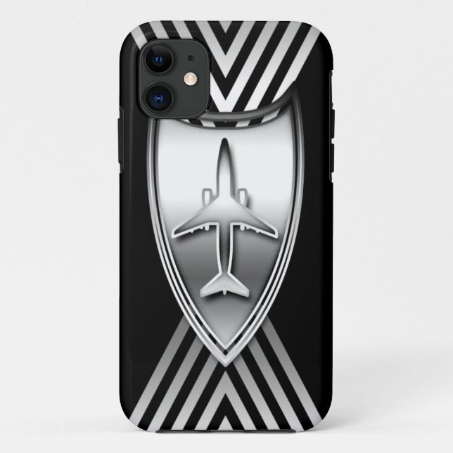 Silver and Black Jet Aeroplane Geometric Case-Mate iPhone Case (Back)