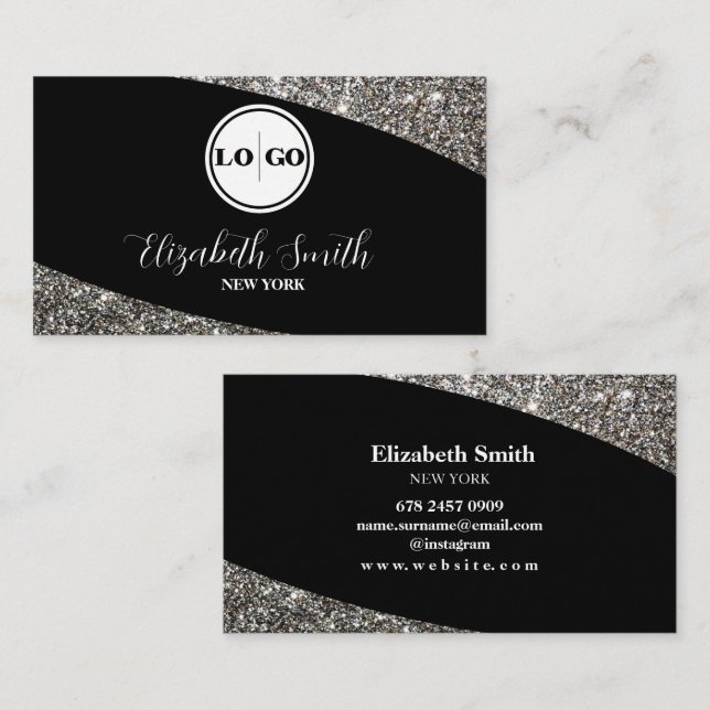  Silver and Black Logo Business Card (Front/Back)