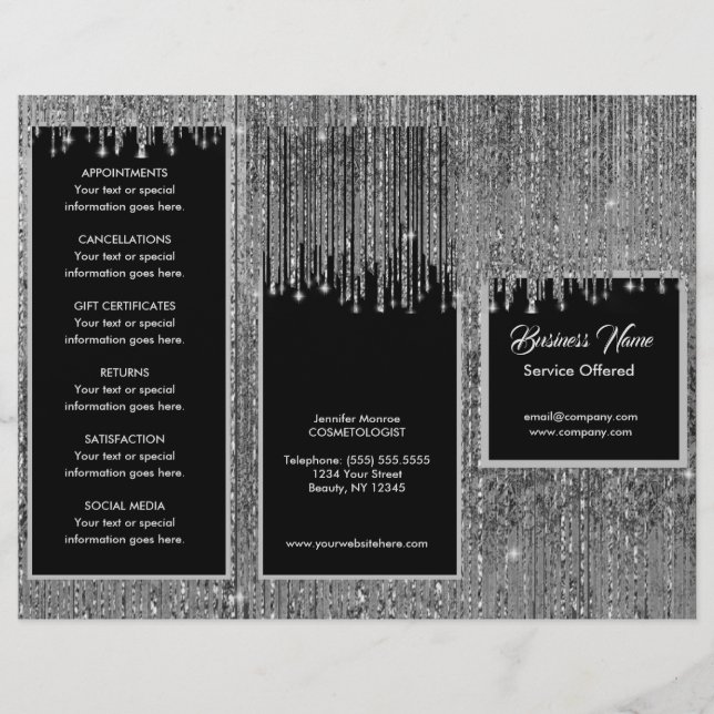 Silver and Black Menu & Pricing (Front)