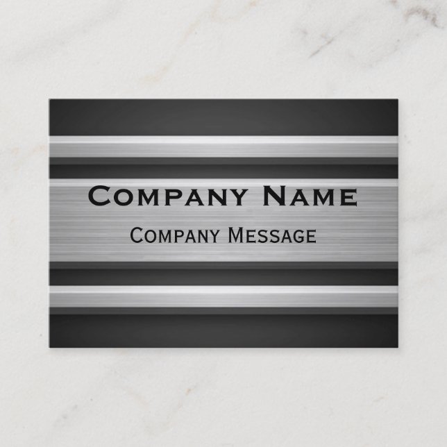 Silver and Black Metal Look Business Advertising Business Card (Front)