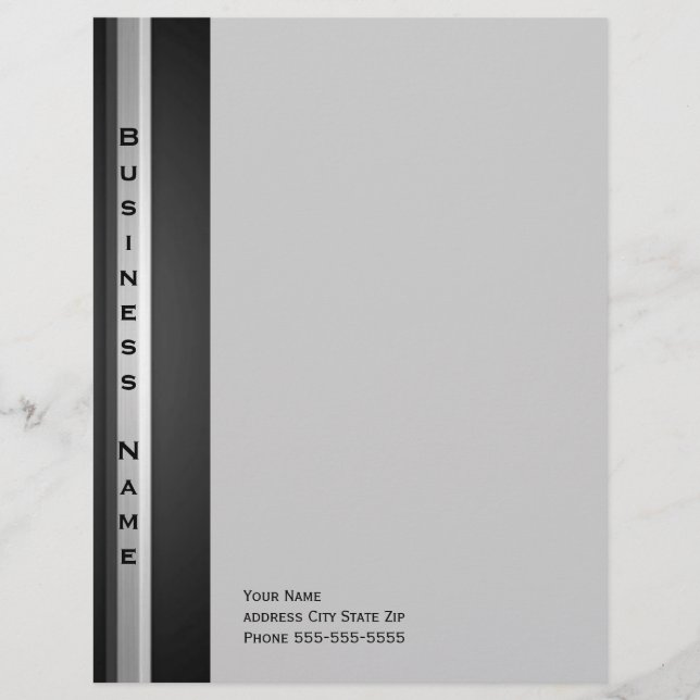 Silver and Black Metal Look Letterhead Design (Front)