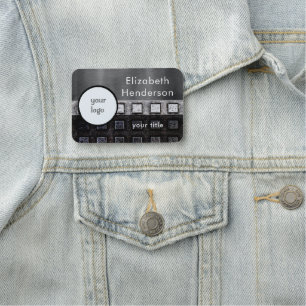 Silver and Black Metallic  with Your Logo Name Tag