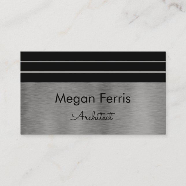 Silver and black Minimalist Business Card (Front)