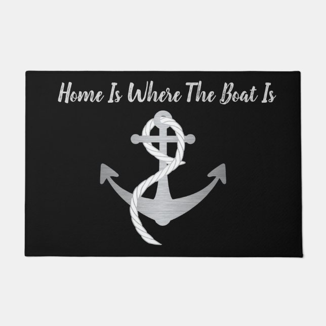 Silver and Black Nautical Doormat (Front)