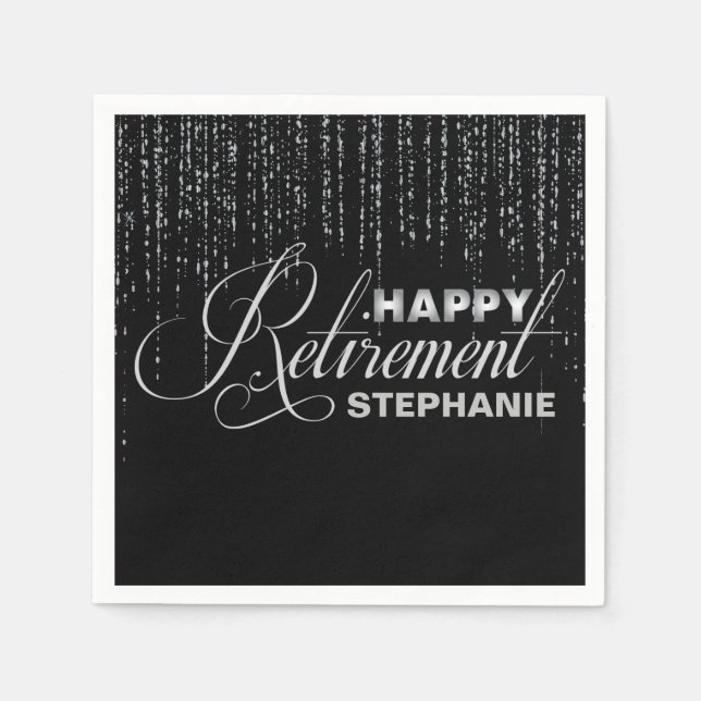 Silver and Black Retirement Party, Custom Napkins (Front)