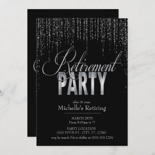 Silver and Black Retirement Party Invitations