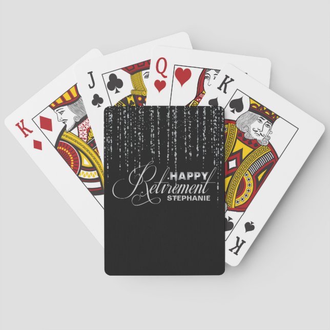 Silver and Black Retirement Party Playing Cards (Back)