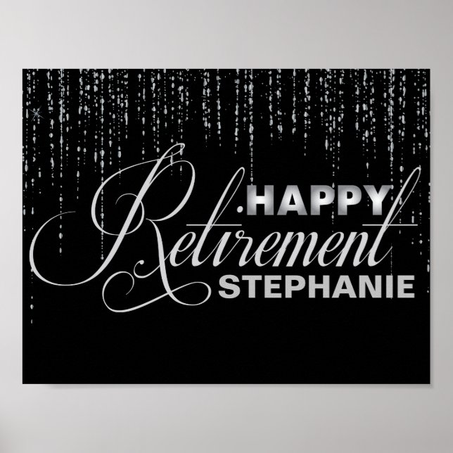 Silver and Black Retirement Party Poster (Front)