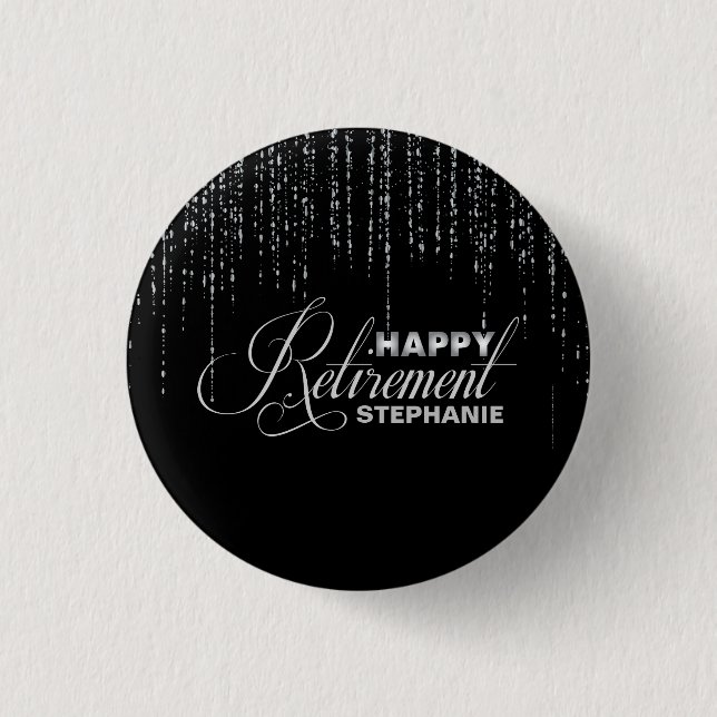 Silver and Black Retirement Pinback Button (Front)