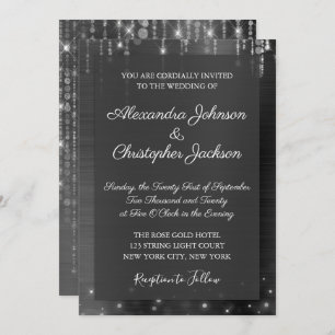 Silver and Black Sparkle Wedding Invitation
