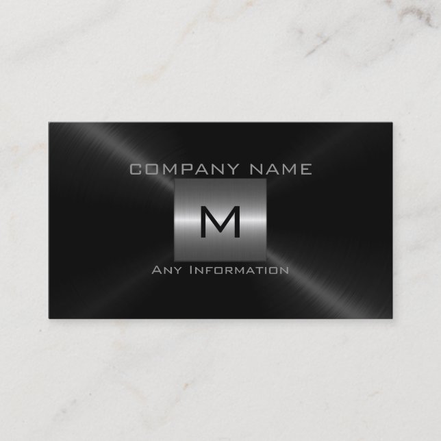 Silver and Black Stainless Steel Metal Business Card (Front)