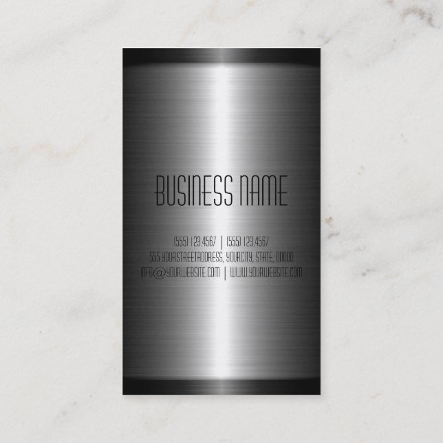 Silver and Black Stainless Steel Metal Business Card (Back)