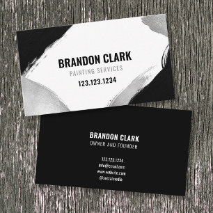 Silver and Black Sweeping Brush Frame Painting Business Card