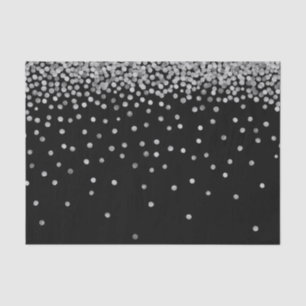 Silver and Black Watercolor Confetti Dots Tissue Paper