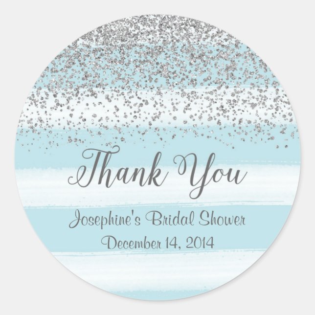 Silver and Blue Bridal Shower Stickers (Front)