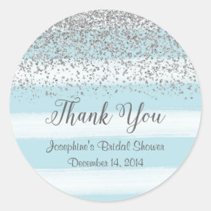 Silver and Blue Bridal Shower Stickers