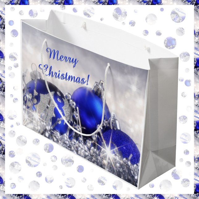 Silver And Blue Christmas Large Gift Bag (Creator Uploaded)