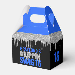 Silver and Blue Drippin Swag 16 Birthday  Favour Box