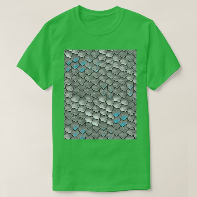 Silver and Blue Holographic Dragon Armour Scales G T-Shirt (Design Front)