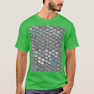 Silver and Blue Holographic Dragon Armour Scales G T-Shirt