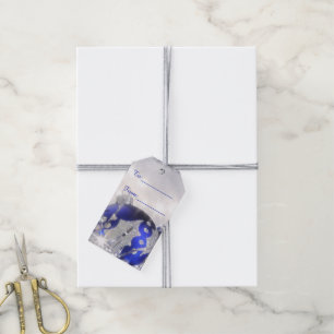 Silver And Blue Merry Christmas Gift Tag