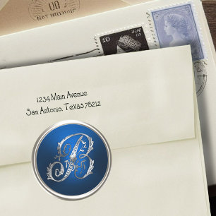 Silver and Blue Monogram B Envelope Seal